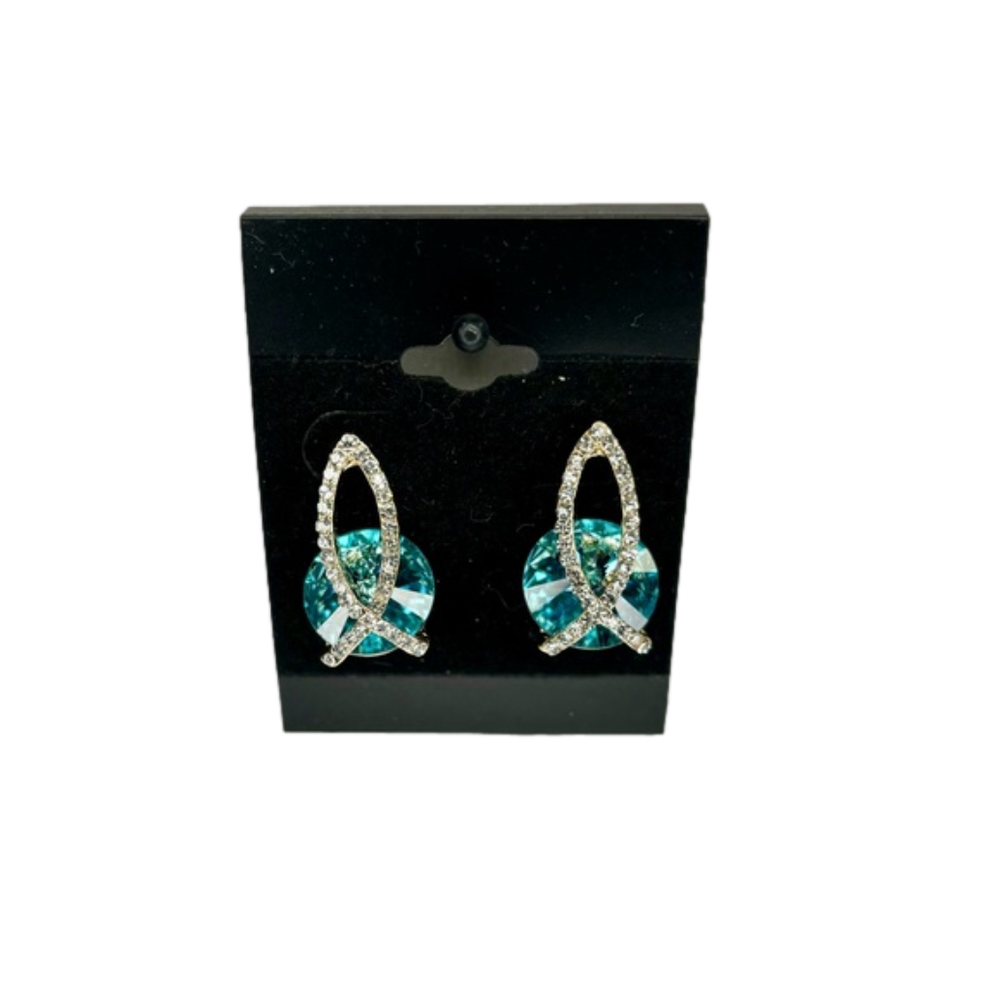 NEW Blue Crystal and White Cubic Zirconia Earrings